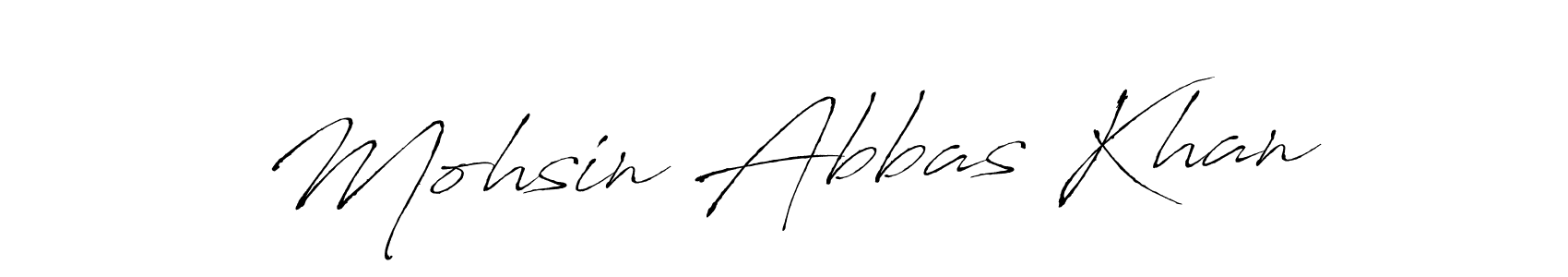 How to make Mohsin Abbas Khan name signature. Use Antro_Vectra style for creating short signs online. This is the latest handwritten sign. Mohsin Abbas Khan signature style 6 images and pictures png