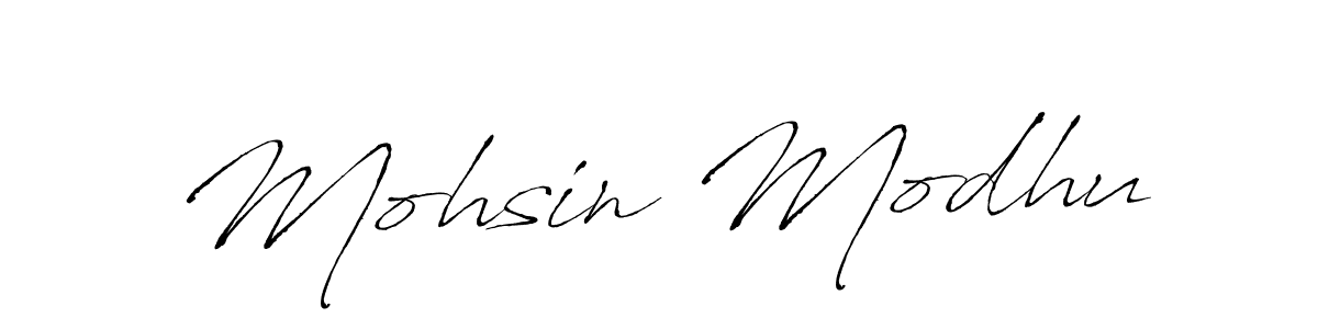 Create a beautiful signature design for name Mohsin Modhu. With this signature (Antro_Vectra) fonts, you can make a handwritten signature for free. Mohsin Modhu signature style 6 images and pictures png