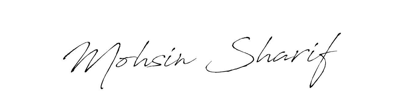How to make Mohsin Sharif name signature. Use Antro_Vectra style for creating short signs online. This is the latest handwritten sign. Mohsin Sharif signature style 6 images and pictures png