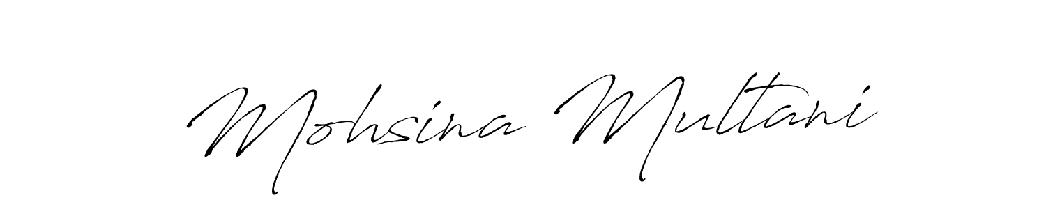 The best way (Antro_Vectra) to make a short signature is to pick only two or three words in your name. The name Mohsina Multani include a total of six letters. For converting this name. Mohsina Multani signature style 6 images and pictures png