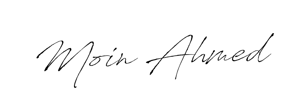 How to make Moin Ahmed name signature. Use Antro_Vectra style for creating short signs online. This is the latest handwritten sign. Moin Ahmed signature style 6 images and pictures png