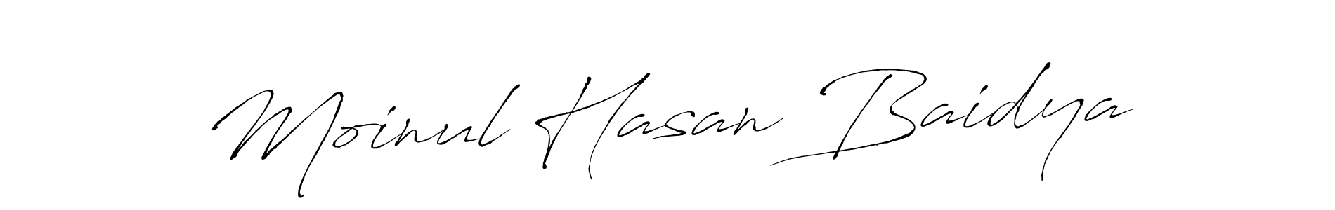 The best way (Antro_Vectra) to make a short signature is to pick only two or three words in your name. The name Moinul Hasan Baidya include a total of six letters. For converting this name. Moinul Hasan Baidya signature style 6 images and pictures png