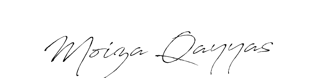 The best way (Antro_Vectra) to make a short signature is to pick only two or three words in your name. The name Moiza Qayyas include a total of six letters. For converting this name. Moiza Qayyas signature style 6 images and pictures png