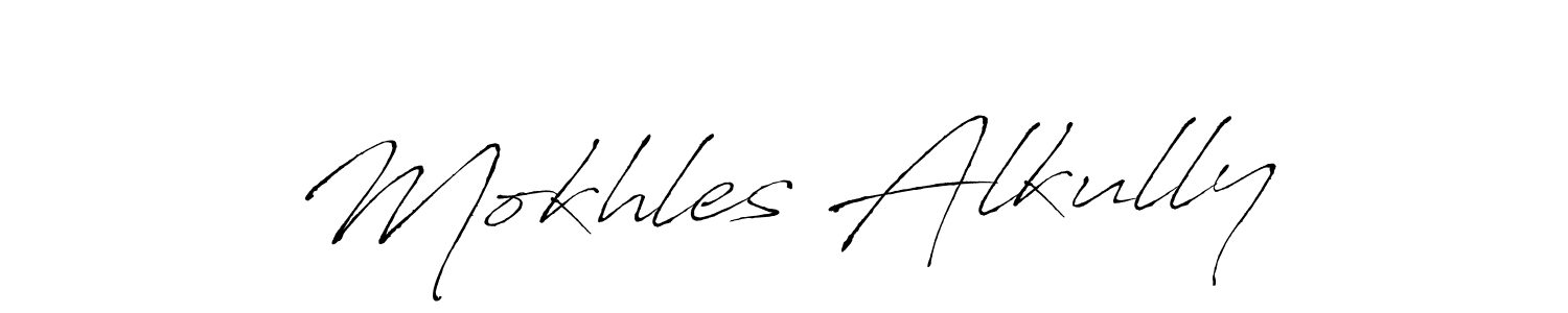 Similarly Antro_Vectra is the best handwritten signature design. Signature creator online .You can use it as an online autograph creator for name Mokhles Alkully. Mokhles Alkully signature style 6 images and pictures png