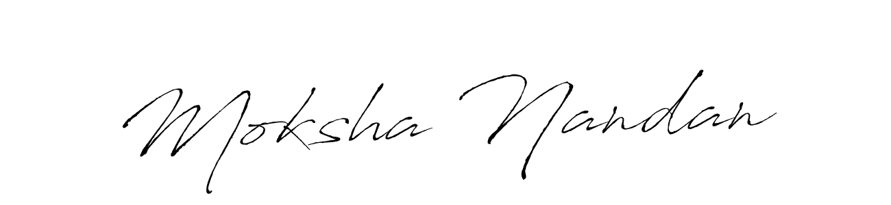 Make a beautiful signature design for name Moksha Nandan. With this signature (Antro_Vectra) style, you can create a handwritten signature for free. Moksha Nandan signature style 6 images and pictures png