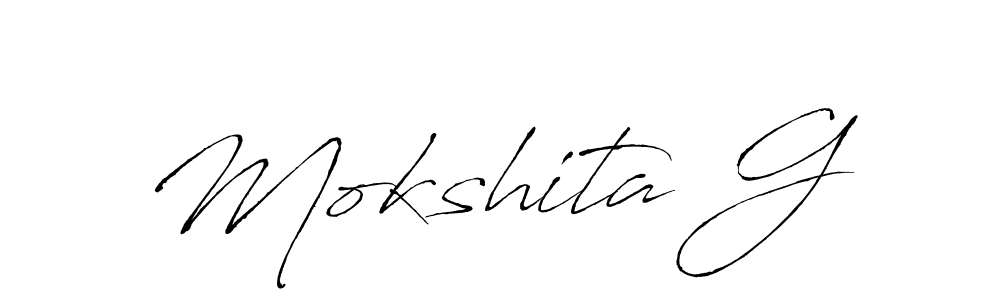 How to make Mokshita G name signature. Use Antro_Vectra style for creating short signs online. This is the latest handwritten sign. Mokshita G signature style 6 images and pictures png