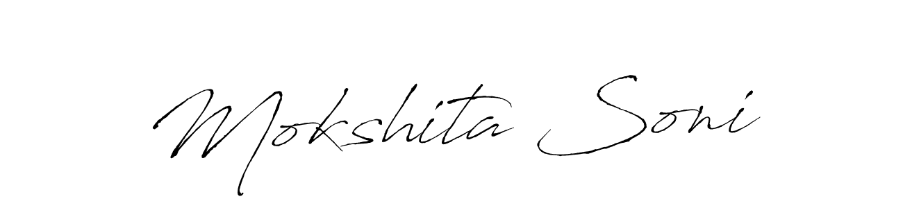 How to make Mokshita Soni name signature. Use Antro_Vectra style for creating short signs online. This is the latest handwritten sign. Mokshita Soni signature style 6 images and pictures png