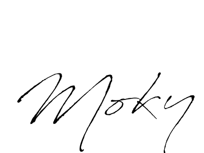 Make a beautiful signature design for name Moky. With this signature (Antro_Vectra) style, you can create a handwritten signature for free. Moky signature style 6 images and pictures png