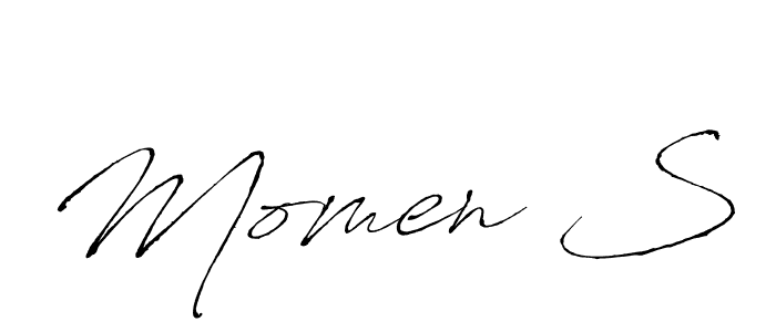 Use a signature maker to create a handwritten signature online. With this signature software, you can design (Antro_Vectra) your own signature for name Momen S. Momen S signature style 6 images and pictures png