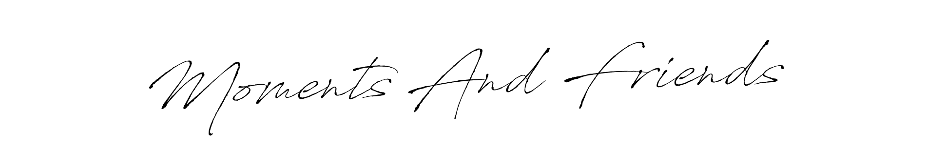 How to make Moments And Friends name signature. Use Antro_Vectra style for creating short signs online. This is the latest handwritten sign. Moments And Friends signature style 6 images and pictures png