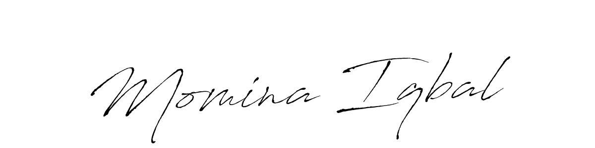 Use a signature maker to create a handwritten signature online. With this signature software, you can design (Antro_Vectra) your own signature for name Momina Iqbal. Momina Iqbal signature style 6 images and pictures png