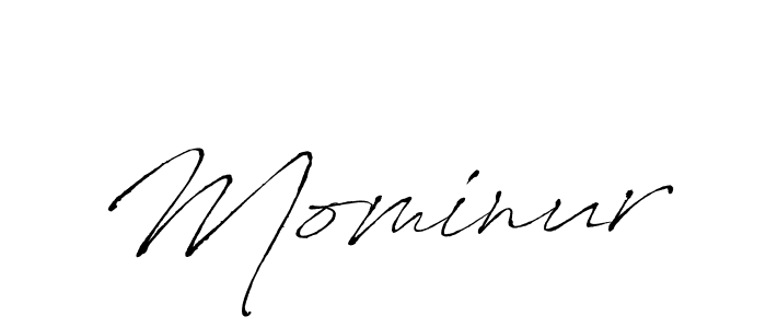 Make a beautiful signature design for name Mominur. With this signature (Antro_Vectra) style, you can create a handwritten signature for free. Mominur signature style 6 images and pictures png