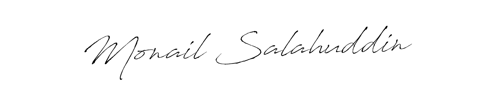 Make a beautiful signature design for name Monail Salahuddin. With this signature (Antro_Vectra) style, you can create a handwritten signature for free. Monail Salahuddin signature style 6 images and pictures png