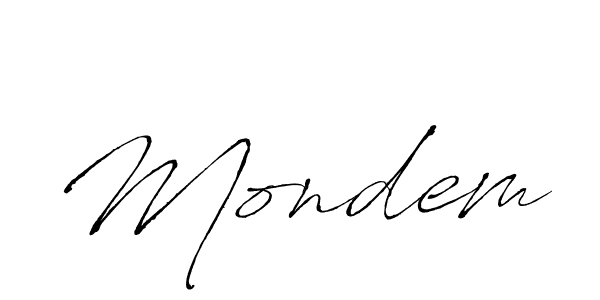 Make a beautiful signature design for name Mondem. With this signature (Antro_Vectra) style, you can create a handwritten signature for free. Mondem signature style 6 images and pictures png