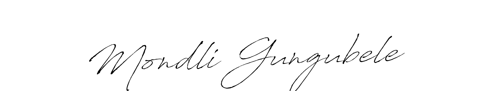 Make a beautiful signature design for name Mondli Gungubele. With this signature (Antro_Vectra) style, you can create a handwritten signature for free. Mondli Gungubele signature style 6 images and pictures png