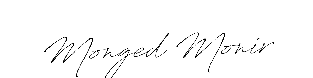 The best way (Antro_Vectra) to make a short signature is to pick only two or three words in your name. The name Monged Monir include a total of six letters. For converting this name. Monged Monir signature style 6 images and pictures png