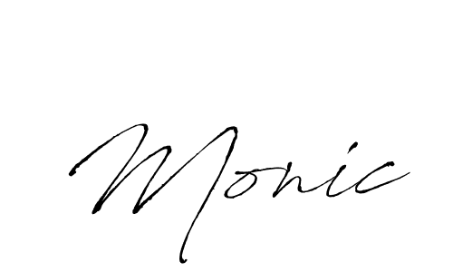 Make a beautiful signature design for name Monic. With this signature (Antro_Vectra) style, you can create a handwritten signature for free. Monic signature style 6 images and pictures png