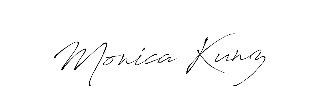 How to make Monica Kunz name signature. Use Antro_Vectra style for creating short signs online. This is the latest handwritten sign. Monica Kunz signature style 6 images and pictures png