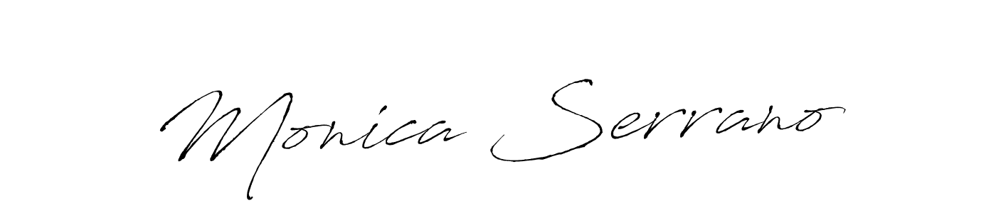 How to make Monica Serrano name signature. Use Antro_Vectra style for creating short signs online. This is the latest handwritten sign. Monica Serrano signature style 6 images and pictures png