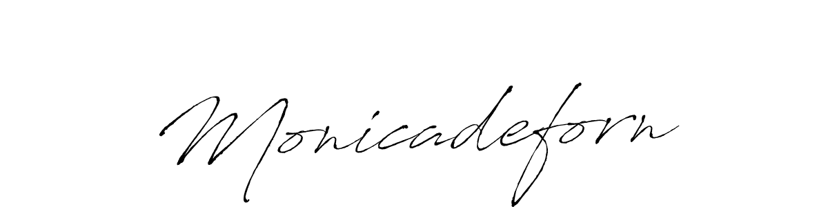 The best way (Antro_Vectra) to make a short signature is to pick only two or three words in your name. The name Monicadeforn include a total of six letters. For converting this name. Monicadeforn signature style 6 images and pictures png