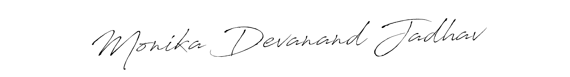 This is the best signature style for the Monika Devanand Jadhav name. Also you like these signature font (Antro_Vectra). Mix name signature. Monika Devanand Jadhav signature style 6 images and pictures png