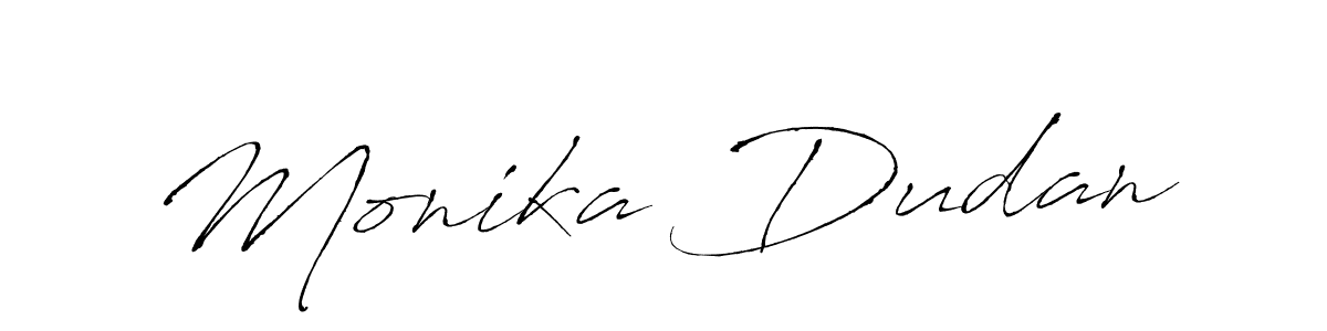 Antro_Vectra is a professional signature style that is perfect for those who want to add a touch of class to their signature. It is also a great choice for those who want to make their signature more unique. Get Monika Dudan name to fancy signature for free. Monika Dudan signature style 6 images and pictures png