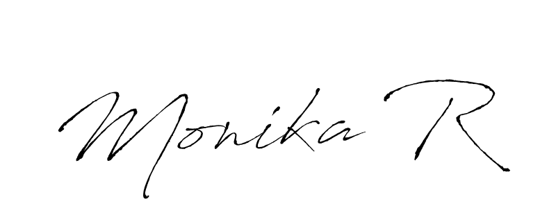 How to make Monika R name signature. Use Antro_Vectra style for creating short signs online. This is the latest handwritten sign. Monika R signature style 6 images and pictures png