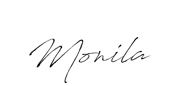 Use a signature maker to create a handwritten signature online. With this signature software, you can design (Antro_Vectra) your own signature for name Monila. Monila signature style 6 images and pictures png