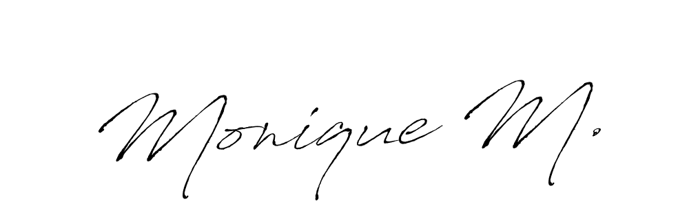 How to make Monique M. name signature. Use Antro_Vectra style for creating short signs online. This is the latest handwritten sign. Monique M. signature style 6 images and pictures png