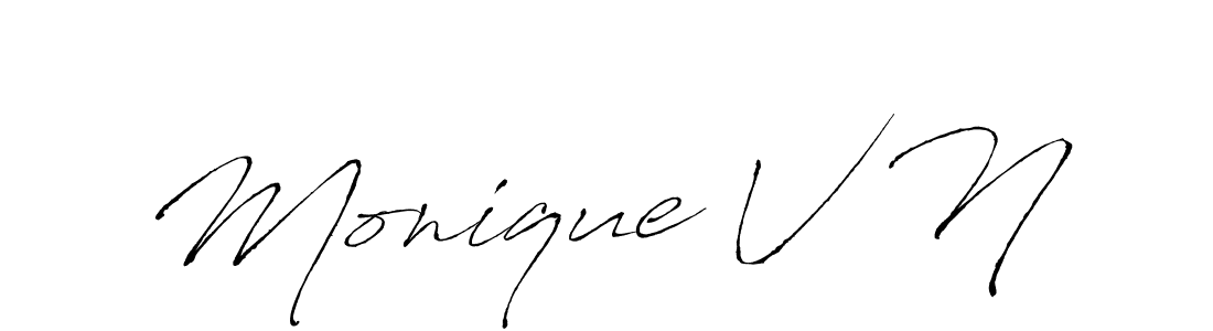 Use a signature maker to create a handwritten signature online. With this signature software, you can design (Antro_Vectra) your own signature for name Monique V N. Monique V N signature style 6 images and pictures png