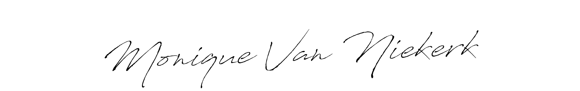 How to make Monique Van Niekerk name signature. Use Antro_Vectra style for creating short signs online. This is the latest handwritten sign. Monique Van Niekerk signature style 6 images and pictures png