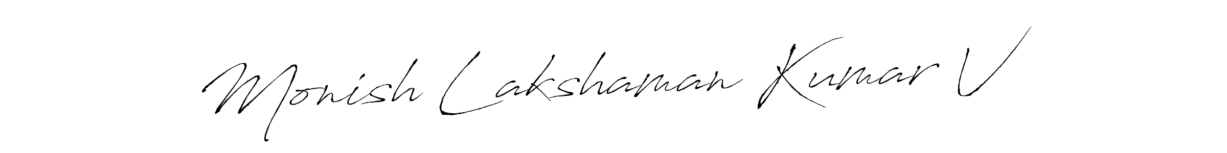 Use a signature maker to create a handwritten signature online. With this signature software, you can design (Antro_Vectra) your own signature for name Monish Lakshaman Kumar V. Monish Lakshaman Kumar V signature style 6 images and pictures png