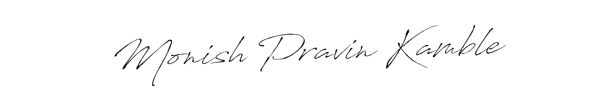 Antro_Vectra is a professional signature style that is perfect for those who want to add a touch of class to their signature. It is also a great choice for those who want to make their signature more unique. Get Monish Pravin Kamble name to fancy signature for free. Monish Pravin Kamble signature style 6 images and pictures png