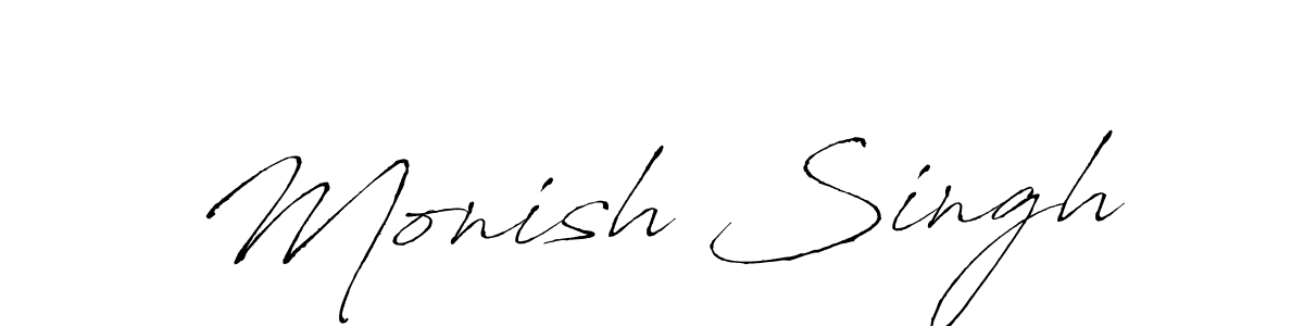 Antro_Vectra is a professional signature style that is perfect for those who want to add a touch of class to their signature. It is also a great choice for those who want to make their signature more unique. Get Monish Singh name to fancy signature for free. Monish Singh signature style 6 images and pictures png