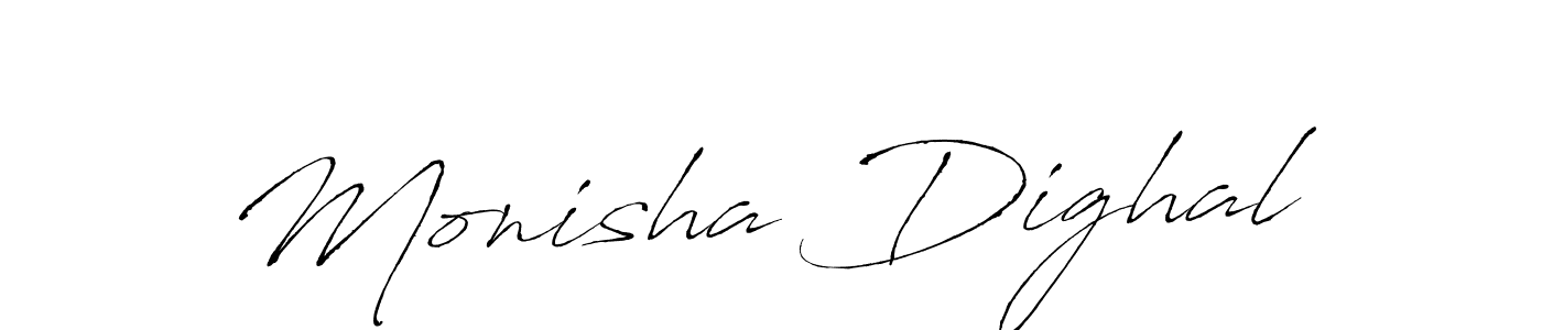 Make a beautiful signature design for name Monisha Dighal. With this signature (Antro_Vectra) style, you can create a handwritten signature for free. Monisha Dighal signature style 6 images and pictures png