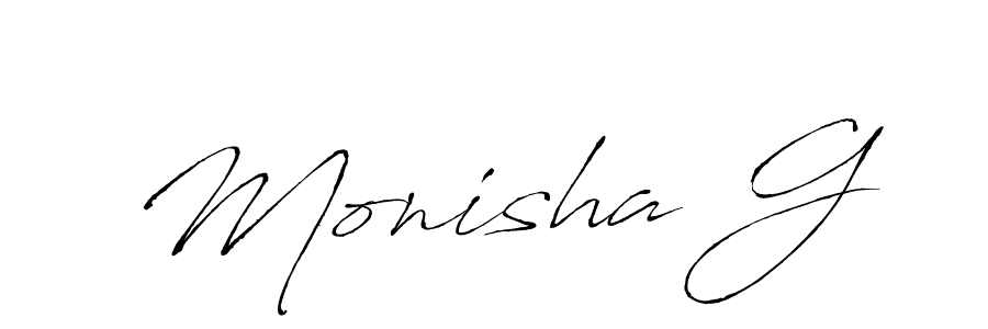 Monisha G stylish signature style. Best Handwritten Sign (Antro_Vectra) for my name. Handwritten Signature Collection Ideas for my name Monisha G. Monisha G signature style 6 images and pictures png
