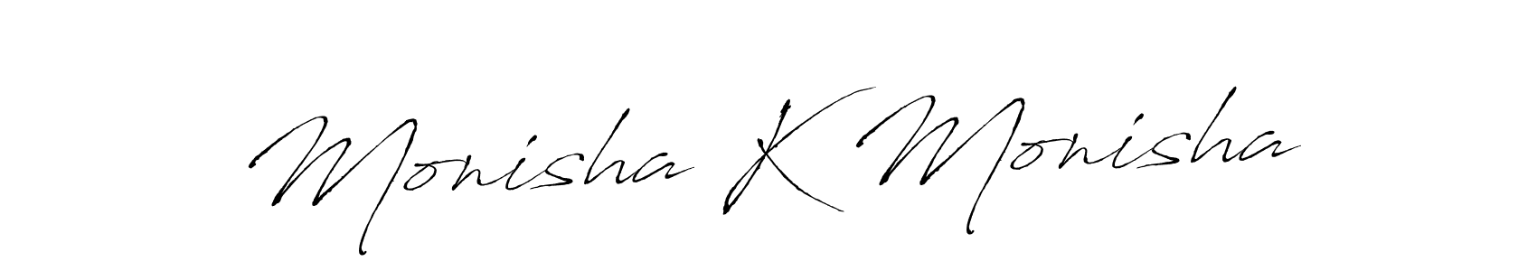 Create a beautiful signature design for name Monisha K Monisha. With this signature (Antro_Vectra) fonts, you can make a handwritten signature for free. Monisha K Monisha signature style 6 images and pictures png