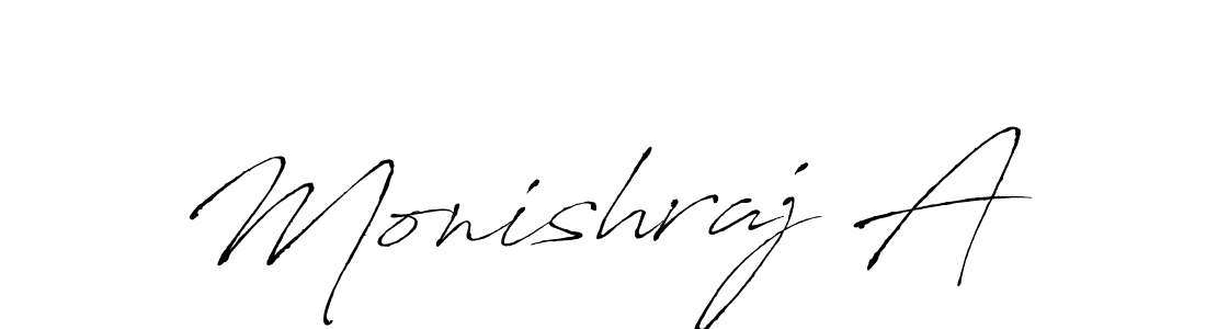 Make a beautiful signature design for name Monishraj A. With this signature (Antro_Vectra) style, you can create a handwritten signature for free. Monishraj A signature style 6 images and pictures png