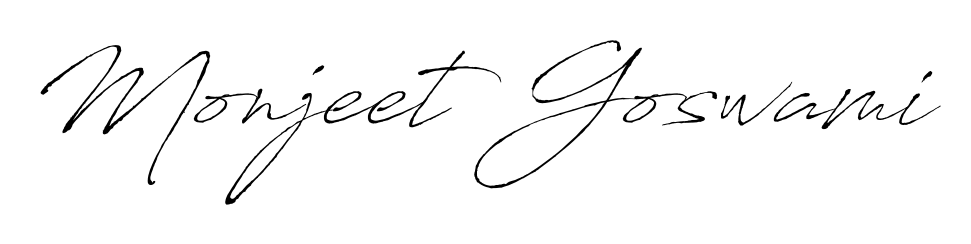 Create a beautiful signature design for name Monjeet Goswami. With this signature (Antro_Vectra) fonts, you can make a handwritten signature for free. Monjeet Goswami signature style 6 images and pictures png