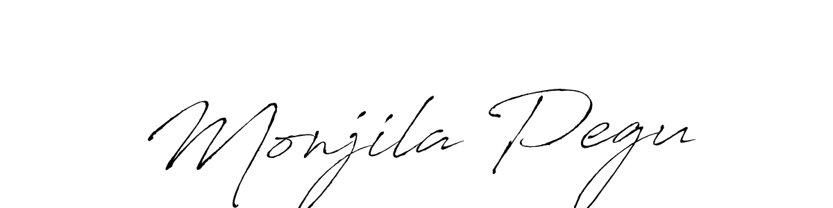 if you are searching for the best signature style for your name Monjila Pegu. so please give up your signature search. here we have designed multiple signature styles  using Antro_Vectra. Monjila Pegu signature style 6 images and pictures png