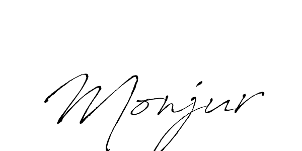 Use a signature maker to create a handwritten signature online. With this signature software, you can design (Antro_Vectra) your own signature for name Monjur. Monjur signature style 6 images and pictures png