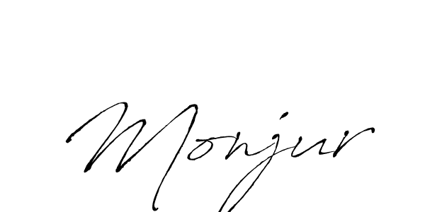 Use a signature maker to create a handwritten signature online. With this signature software, you can design (Antro_Vectra) your own signature for name Monjur. Monjur signature style 6 images and pictures png