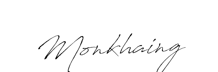 How to make Monkhaing name signature. Use Antro_Vectra style for creating short signs online. This is the latest handwritten sign. Monkhaing signature style 6 images and pictures png