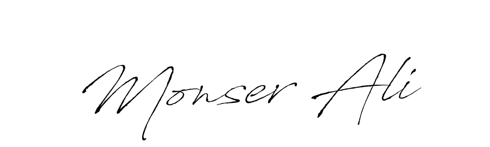 Use a signature maker to create a handwritten signature online. With this signature software, you can design (Antro_Vectra) your own signature for name Monser Ali. Monser Ali signature style 6 images and pictures png