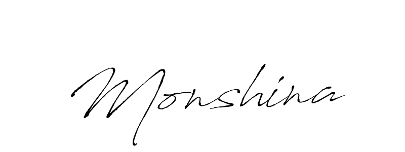 Design your own signature with our free online signature maker. With this signature software, you can create a handwritten (Antro_Vectra) signature for name Monshina. Monshina signature style 6 images and pictures png