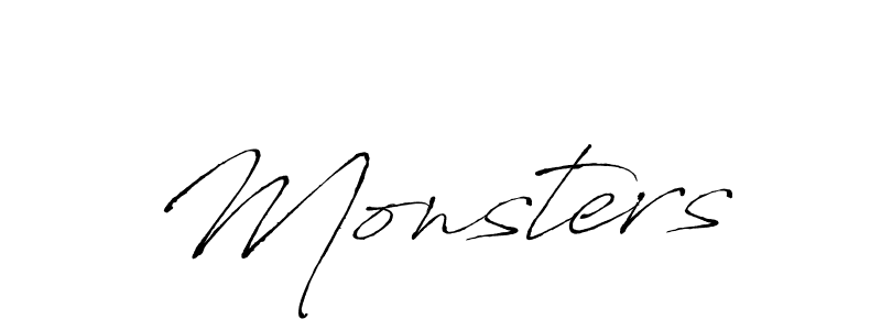 Use a signature maker to create a handwritten signature online. With this signature software, you can design (Antro_Vectra) your own signature for name Monsters. Monsters signature style 6 images and pictures png