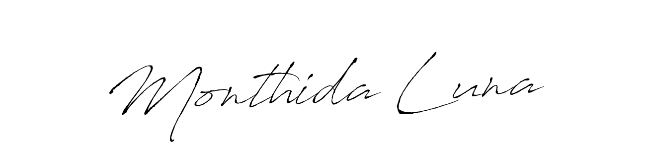Create a beautiful signature design for name Monthida Luna. With this signature (Antro_Vectra) fonts, you can make a handwritten signature for free. Monthida Luna signature style 6 images and pictures png