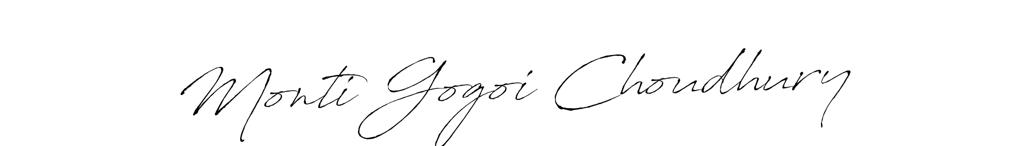 Antro_Vectra is a professional signature style that is perfect for those who want to add a touch of class to their signature. It is also a great choice for those who want to make their signature more unique. Get Monti Gogoi Choudhury name to fancy signature for free. Monti Gogoi Choudhury signature style 6 images and pictures png