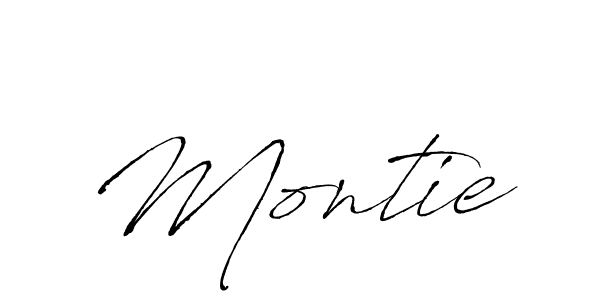 Use a signature maker to create a handwritten signature online. With this signature software, you can design (Antro_Vectra) your own signature for name Montie. Montie signature style 6 images and pictures png