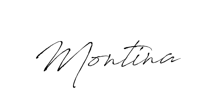 Design your own signature with our free online signature maker. With this signature software, you can create a handwritten (Antro_Vectra) signature for name Montina. Montina signature style 6 images and pictures png